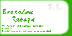 bertalan kapsza business card